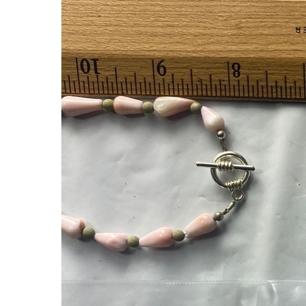Pink Teardrop Bead Gemstone Toggle Clasp Necklace Women